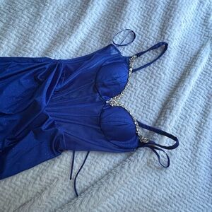 Blue SPARKLY dress corset and bling